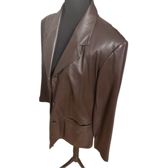 Preston & York Brown Leather Women’s Jacket Blazer Lamb Skin M in EUC - Picture 2 of 16